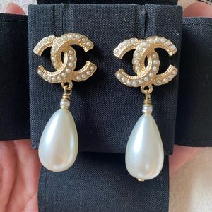 Authentic Chanel pearl earrings